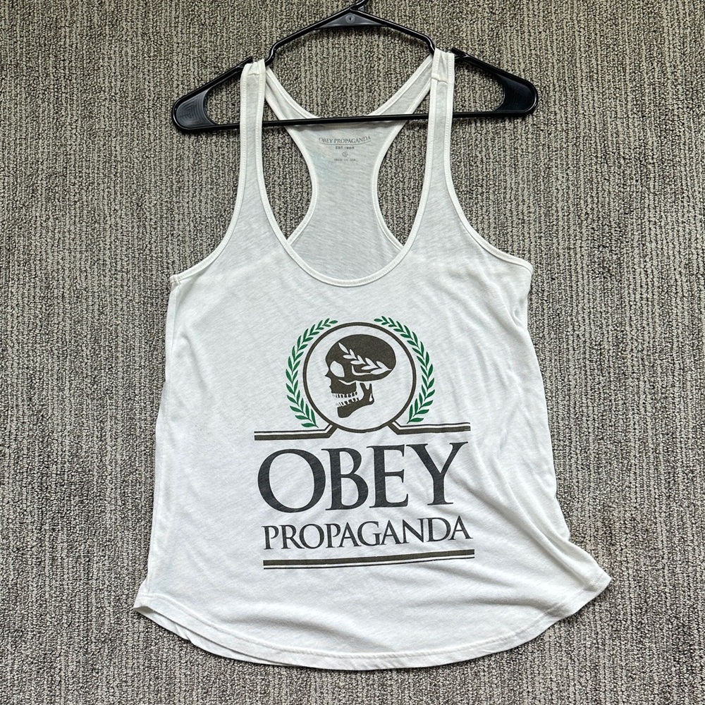 Obey White Skull Graphic Tank Top
